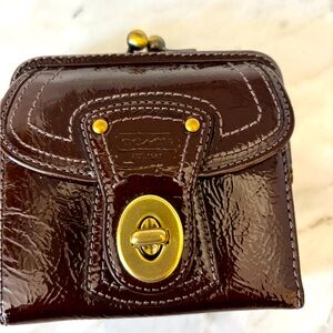 Coach brown patent leather wallet—brand new!